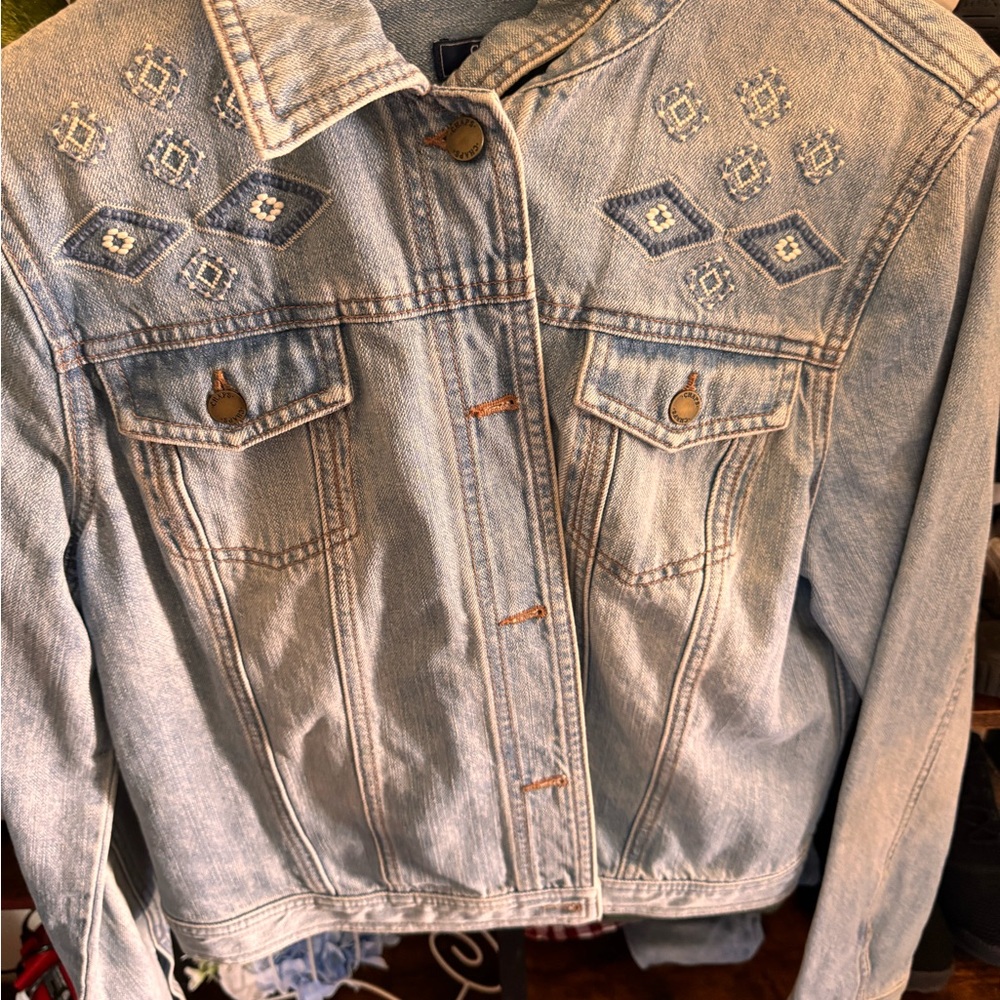Chaps Light Blue Embroidered Jean Jacket